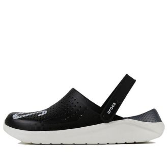 Sandales unisexes noires Crocs LiteRide LOGO Hollow Out, « Black White » 205893-066