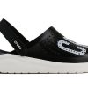 Sandales unisexes noires Crocs LiteRide LOGO Hollow Out, « Black White » 205893-066