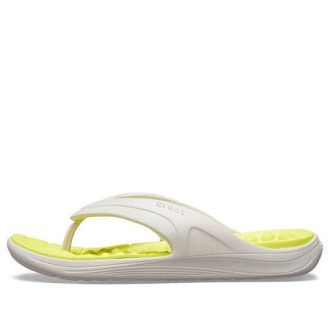 Tongs élégantes à bout rond Crocs Reviva « Blanc Jaune » 205545-1CC