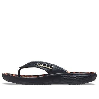 Tongs unisexes Crocs Classic Animal, imprimé léopard, « Black Leopard », 207872-0CU